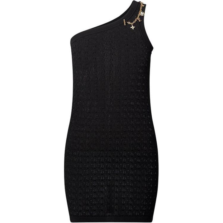 LOUIS VUITTON Asymmetrical Lace Knit Charm Dress