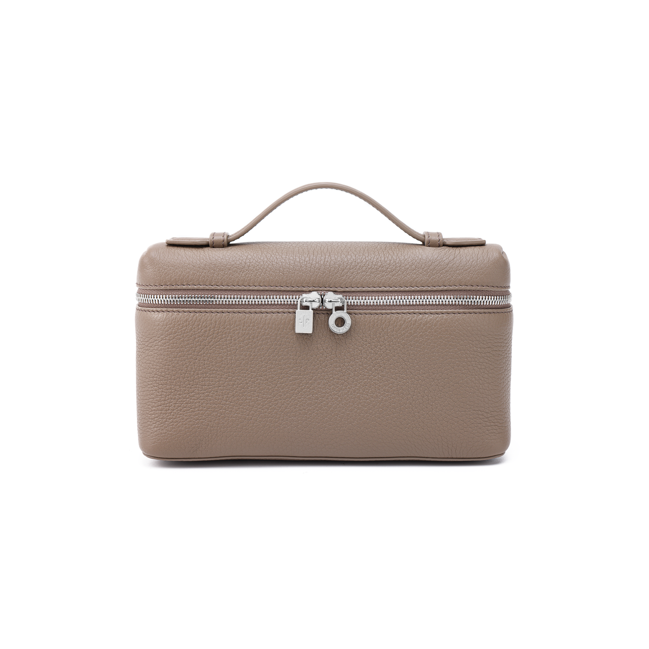 Loro Piana ExtraPocket Grained Calfskin Small Square Makeup Bag Handbags Shoulder Bags Women's Elephant Gray