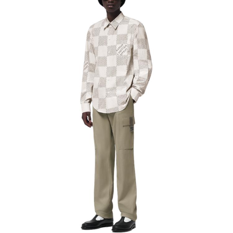 LOUIS VUITTON Damier Long-Sleeved Classic Cotton Shirt