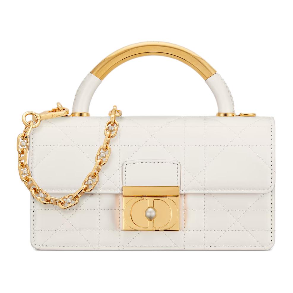 DIOR Cow Leather Shoulder Bag, Crossbody Bag, Handbag Mini Women's Milk White