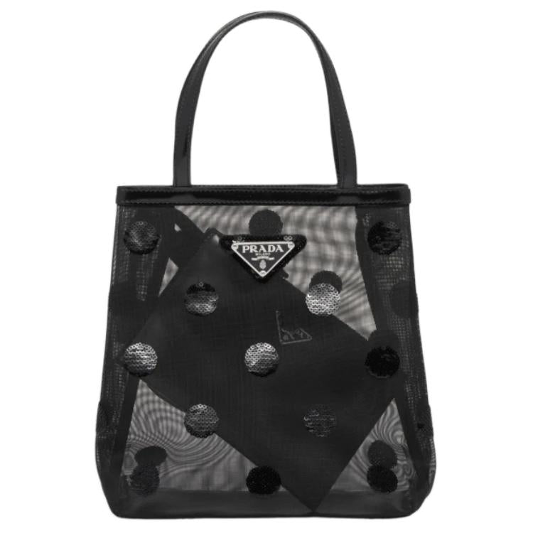 PRADA Leather Tote Bag Shopping Bag Combo One Shoulder Handbag Small Size Women's Black