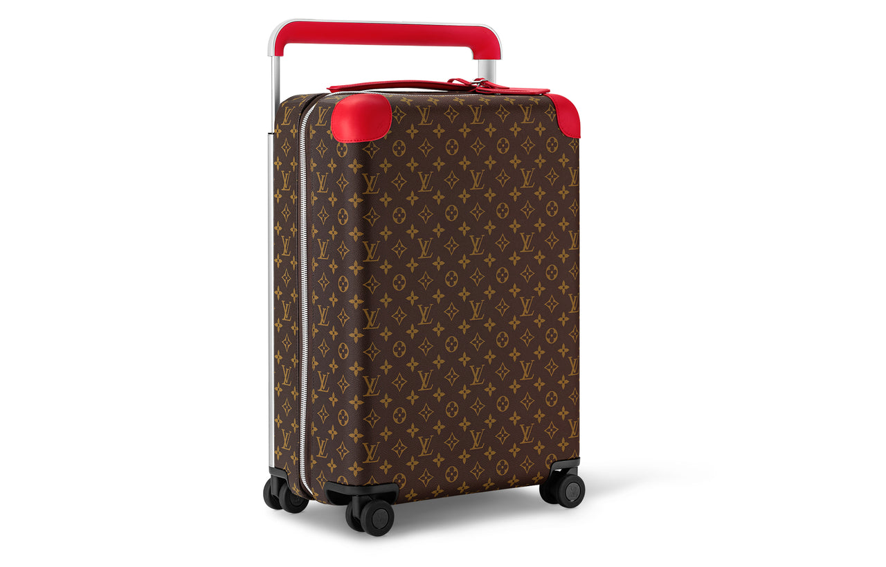 LOUIS VUITTON Coated Canvas Cow Leather Patchwork Trim Suitcase Luggage 20 Inch Men's Brown & Blush