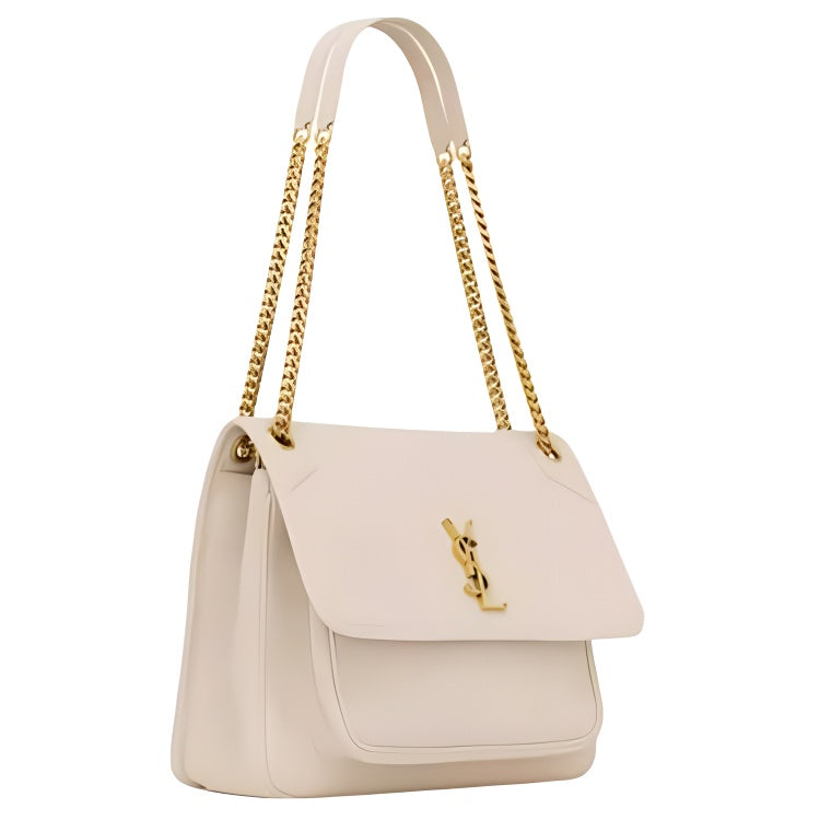 SAINT LAURENT Sheepskin Crossbody Bag, Shoulder Bag Tubas Women's Vintage White