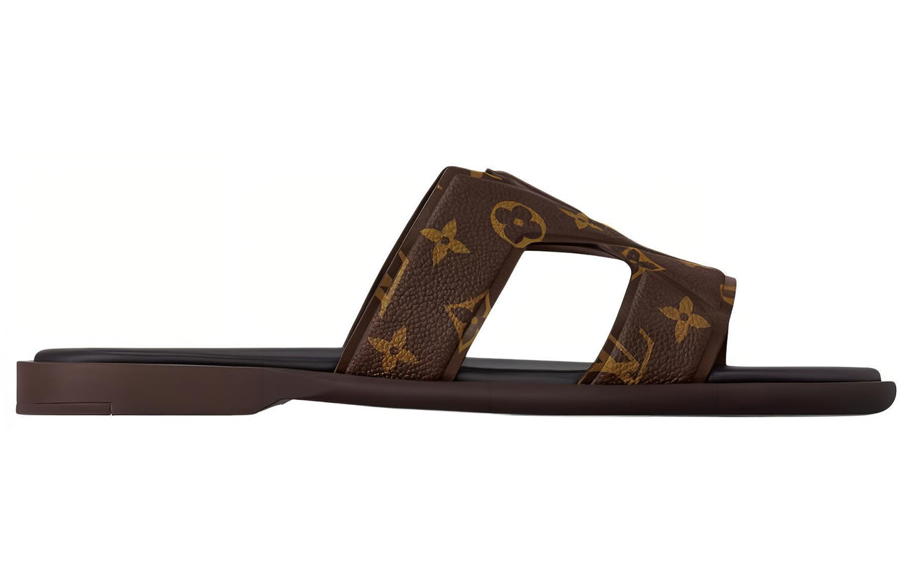 LOUIS VUITTON Oasis Rubber Sole Slip Resistant Slide Slippers Men's Dark Brown