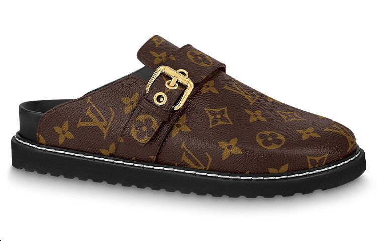 LOUIS VUITTON Cosy Comfort Closed Toe Slippers Women's Brown