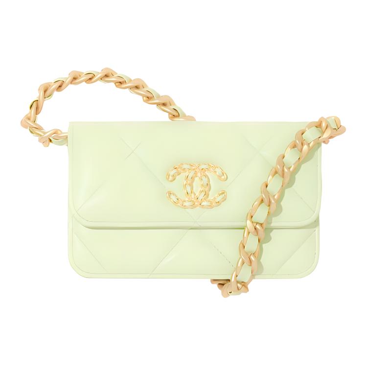 CHANEL 19Bag Sheepskin Evening Bag, Coin Purse, Crossbody Bag, Shoulder Bag Women's Light Green