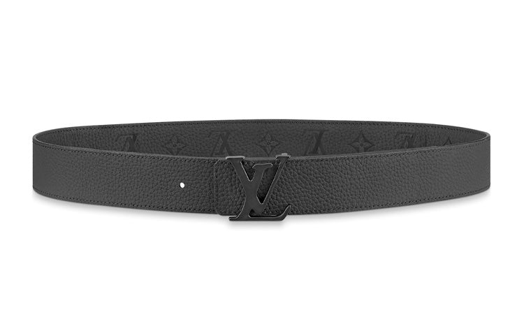LOUIS VUITTON Cow Leather Belts Men's Black Width 4cm