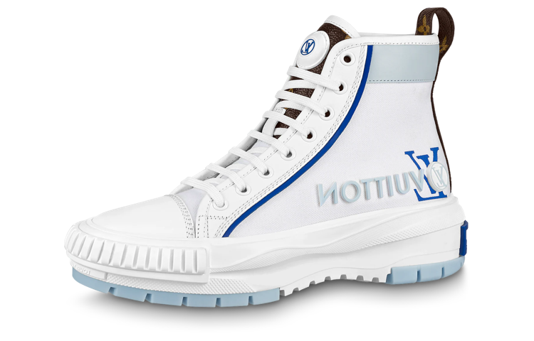 LOUIS VUITTON Squad Skateboard Shoes Women's White Blue