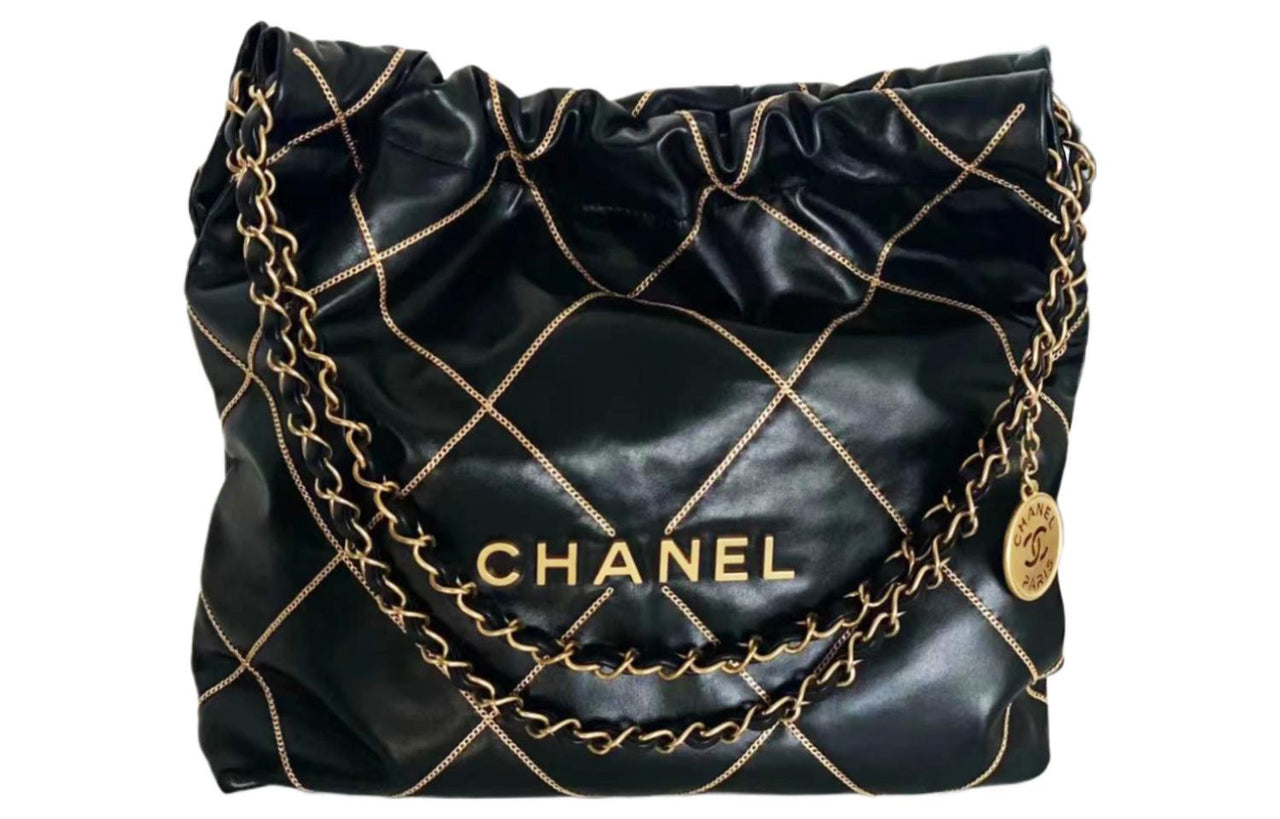 CHANEL Smooth Finish Calfskin Tote Bag, Shopping Bag, Portable Crossbody Bag, Shoulder Bag Small Size Women's Black