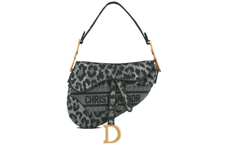 DIOR Saddle Leather Saddle Bag Handbag, Shoulder Bag Women's Gray