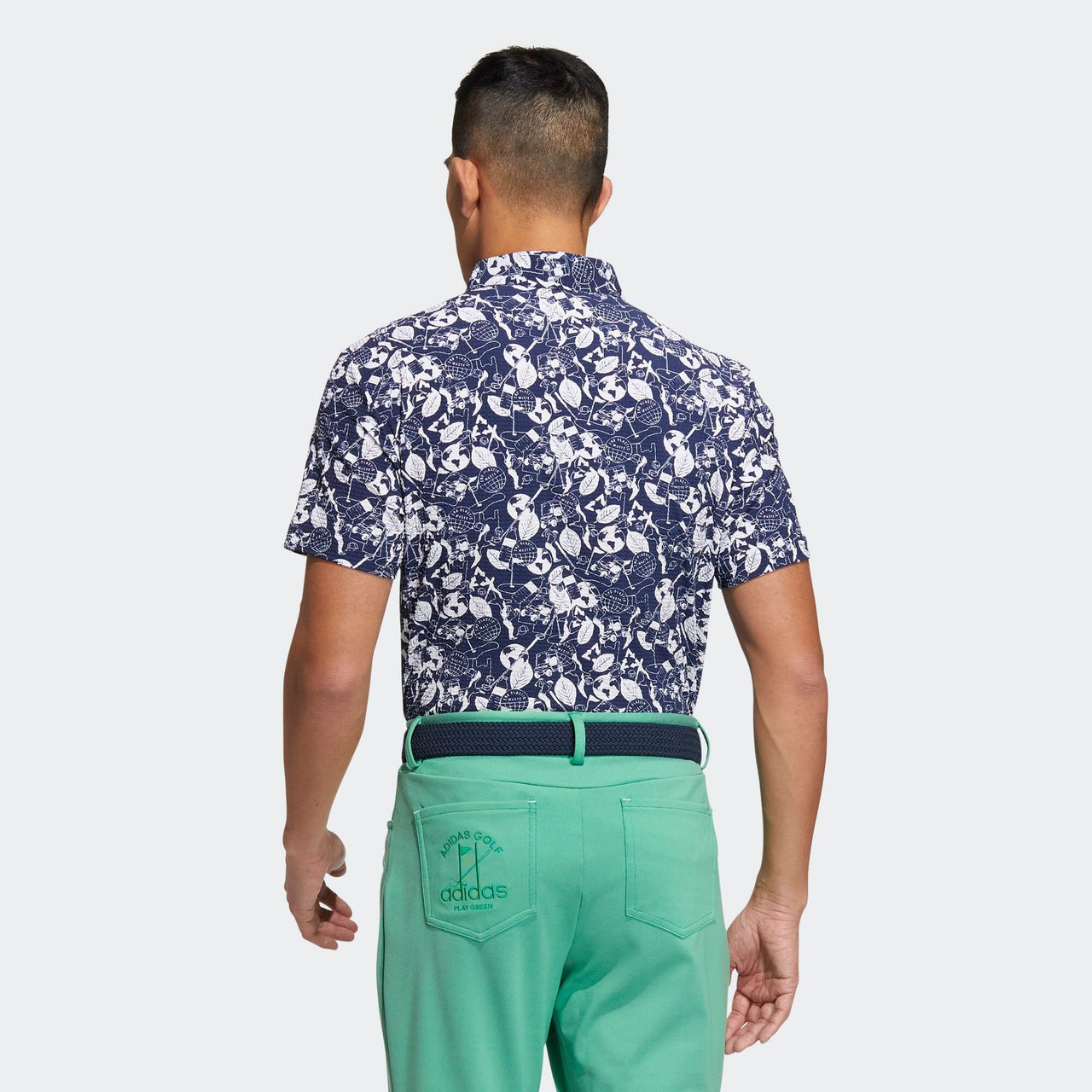 adidas Play Green Graphic Golf Polo Shirt 'Blue White' HS9055