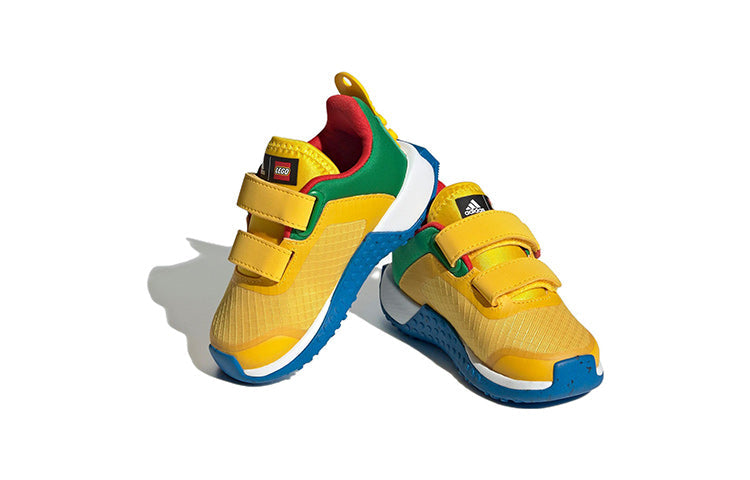 (TD) adidas DNA x LEGO Two-Strap Hook-and-Loop Shoes 'Yellow Black Shock Blue' HQ1308