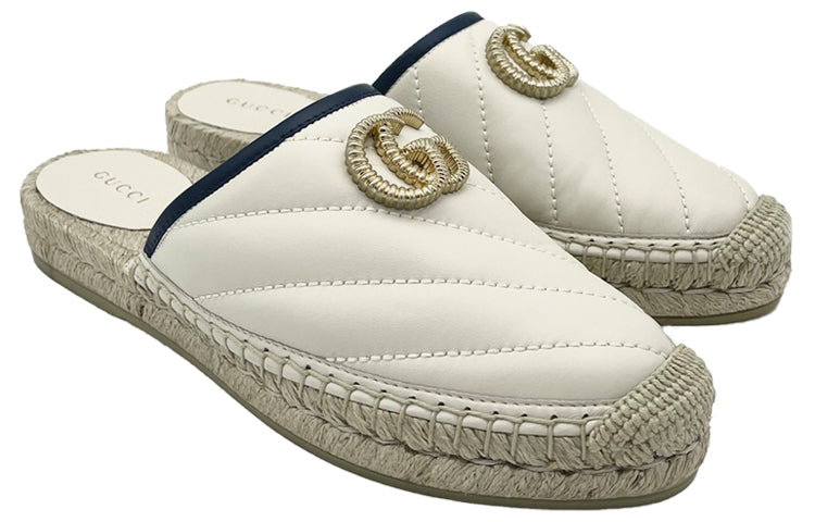 (WMNS) Gucci Leather Espadrilles With Double G Slides 'White' 628565-BKO60-9087