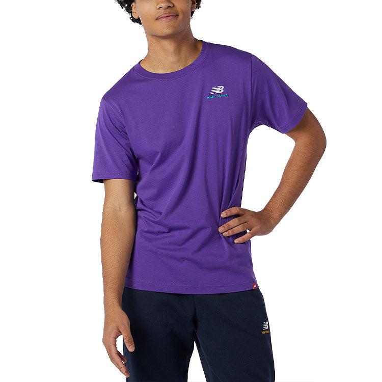New Balance Unisex Embroidery Logo Round-neck Purple MT11592-PRP