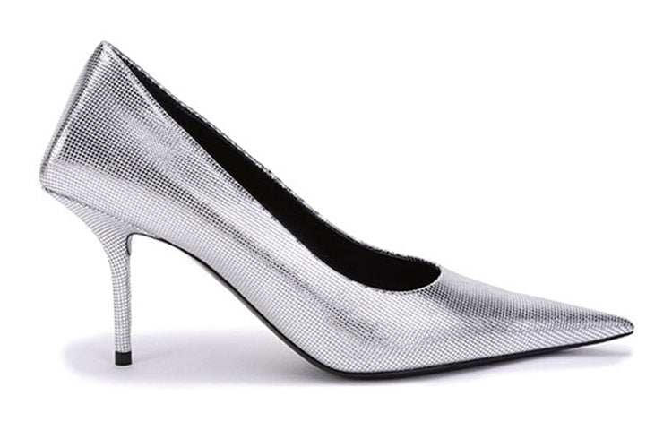 (WMNS) Balenciaga Embossed Square Knife Pumps 'Silver' 572879WBB208100