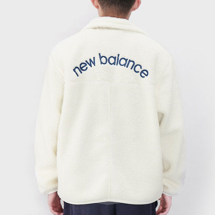 New Balance Stay Warm Stand Collar Knit lamb's wool Jacket Couple Style White AMJ13393-MSU