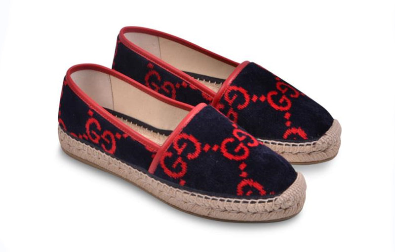 (WMNS) GUCC Espadrilles Terry Cloth GG Monogram 'Blue Red' 580877-HMM10-4094