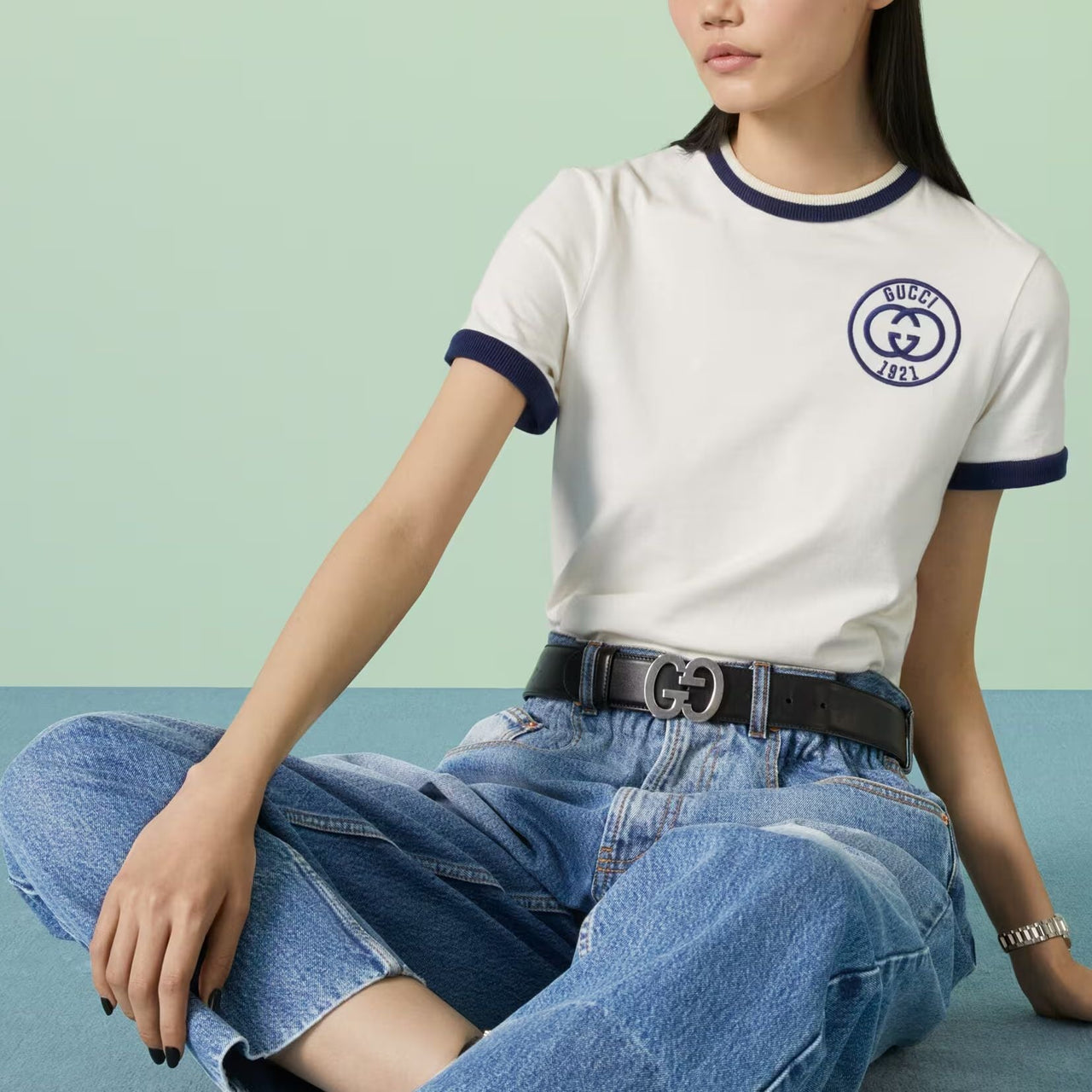 (WMNS) Gucci Cotton jersey T-shirt with Gucci embroidery 'Off White' 756596-XJFV8-9088
