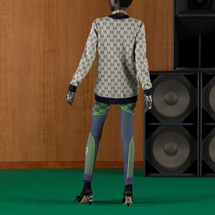 (WMNS) Gucci GG cotton jacquard cardigan 'Ivory Blue' 692727-XKB54-9071