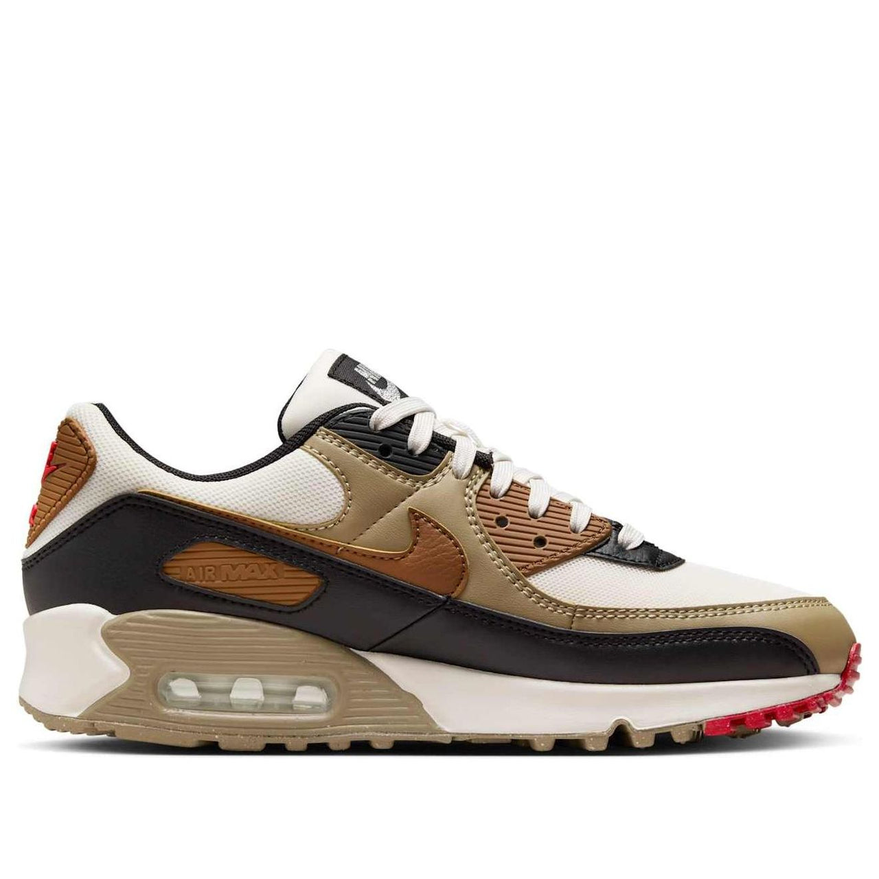 (WMNS) Nike Air Max 90 'Phantom Black Fire Red Light British Tan' DH8010-005