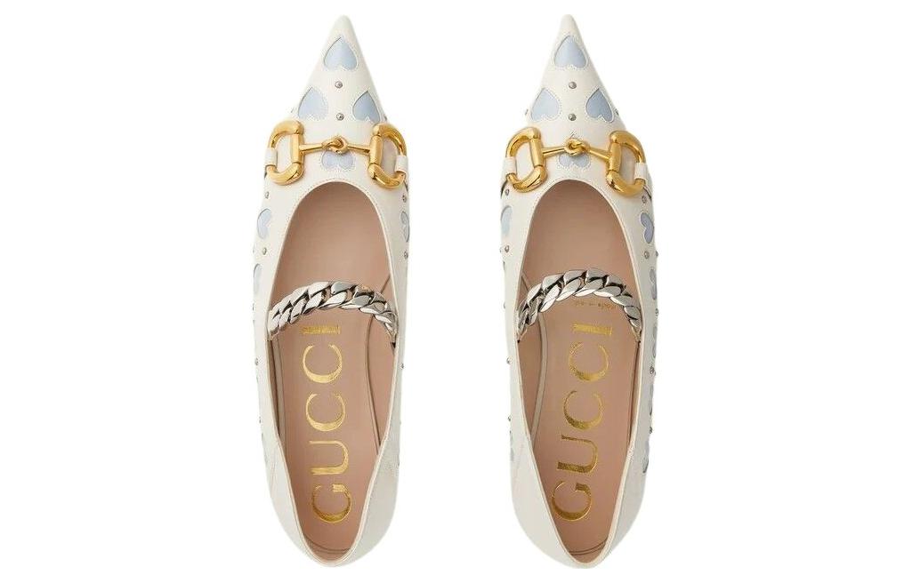 (WMNS) Gucci Lovelight flat with Horsebit 'White Blue' 713868-BKO60-9042