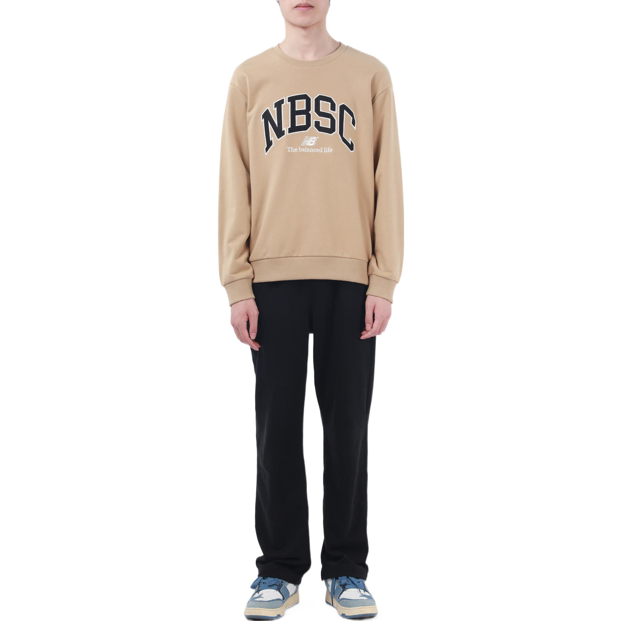 New Balance Logo Crew Neck Sweaters 'Beige' 5CC44333-BEI