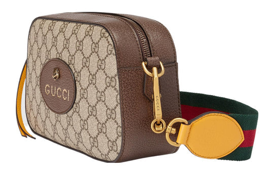 Gucci Neo Vintage Metallic Tiger Head Logo Stripe Webbing Shoulder Mes SneakerSouqq