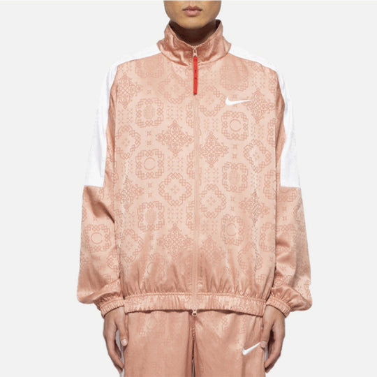 Nike x CLOT Rose Gold Silk Pattern Track Jacket Pink CT4083 605 SneakerSouqq