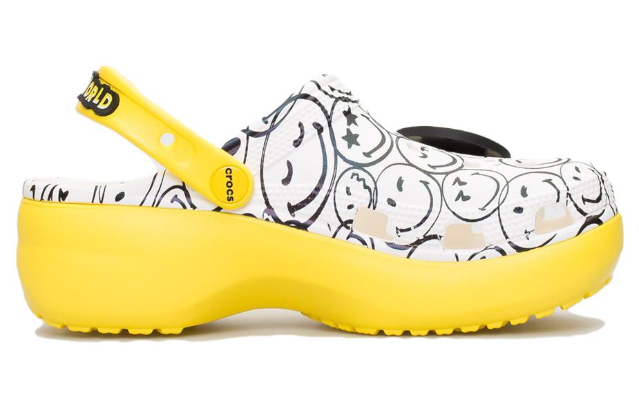 (WMNS) Crocs x Smiley World Charm Classic Platform Clogs 'Yellow White' 207980-94S