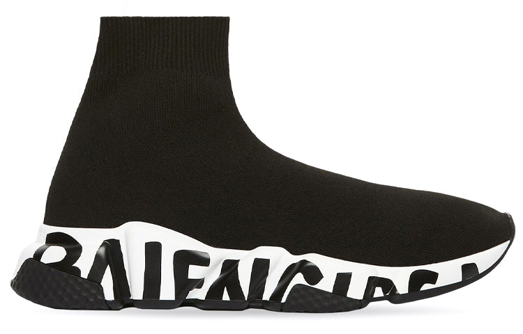 (WMNS) Balenciaga Speed Graffiti Sneakers 'Black Knit Black Graffiti Sole Unit' 605942W2DB71015