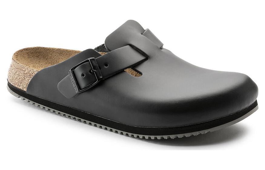 Birkenstock Boston Super Grip Natural Leather 'Black' 0060196