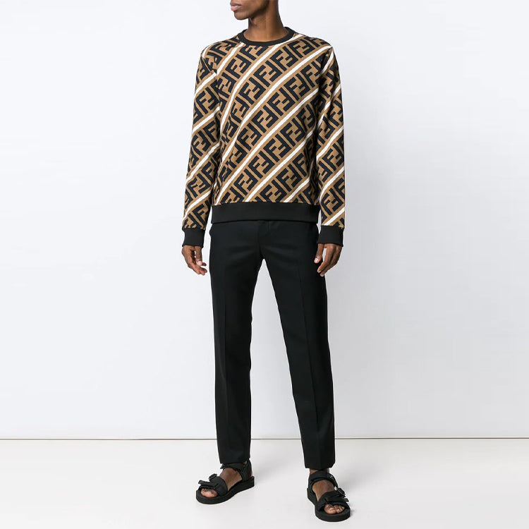 Men's FENDI Logo Cotton Colorblock Sports Brown FY0944A7A9F13J3