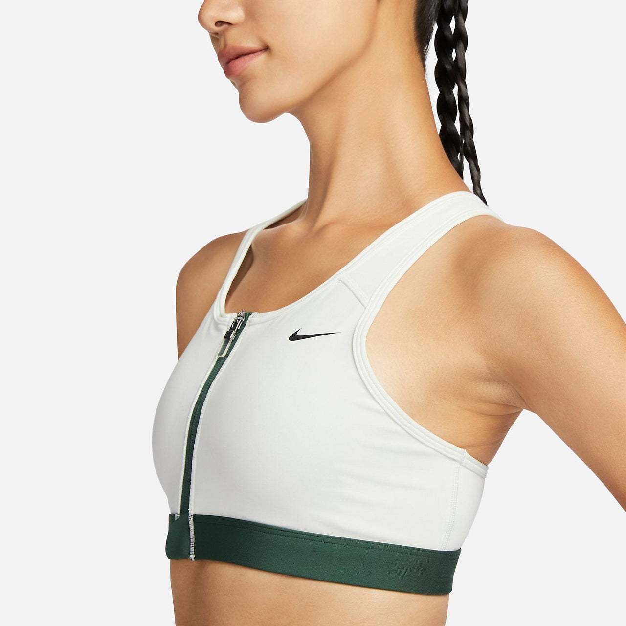 (WMNS) Nike Swoosh Medium-Support Padded Zip-Front Sports Bra 'White Green' FQ0696-121