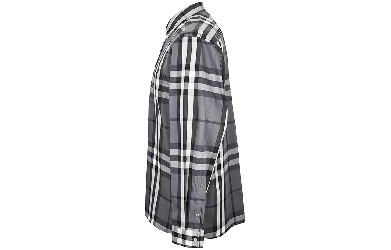 Burberry Plaid Long Sleeve Shirt 'Grey' 39835371