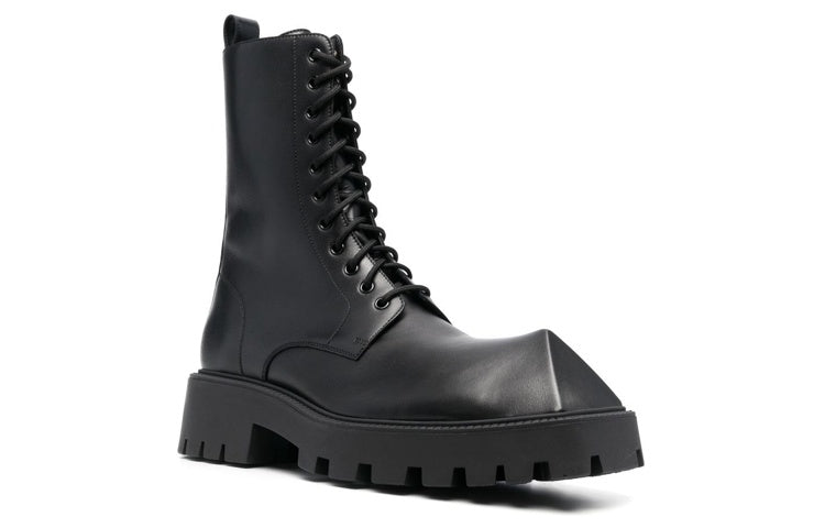 Balenciaga Rhino 25mm Lace Up Boots 'Black Smooth Calfskin' 712638WBB501000
