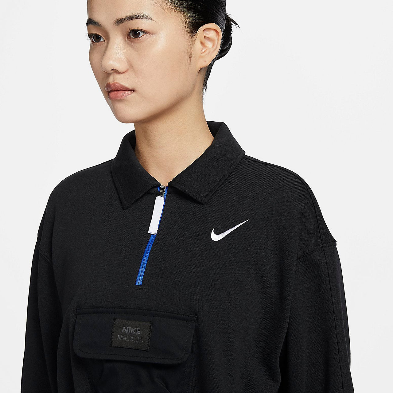 (WMNS) Nike Sportswear City Utility French Terry Polo Jacket 'Black' DV8021-010