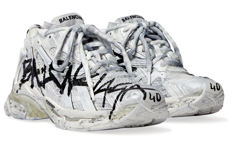 (WMNS) Balenciaga Runner Graffiti 'White' 677402W3RBQ9010