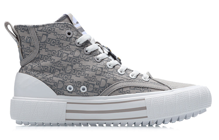 (WMNS) Li-Ning x Disney Canvas Hi Shoes 'Snow Grey White' AGCR180-1