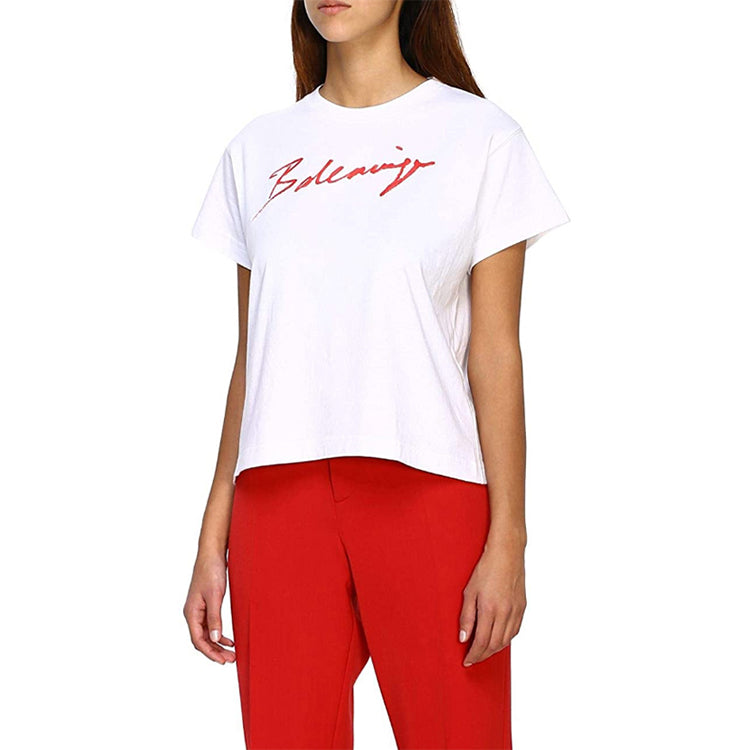 Balenciaga Signature Alphabet Logo Short Sleeve White 583217TFV639783