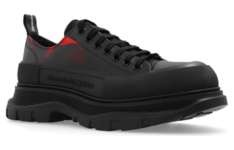 Alexander McQueen Tread Slick Lace Up Sneakers 'Black Red' 758775WIATS1314