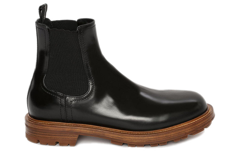 Alexander McQueen Shiny Leather Chelsea Boots 'Black Brown' 683568WHZ8C1452
