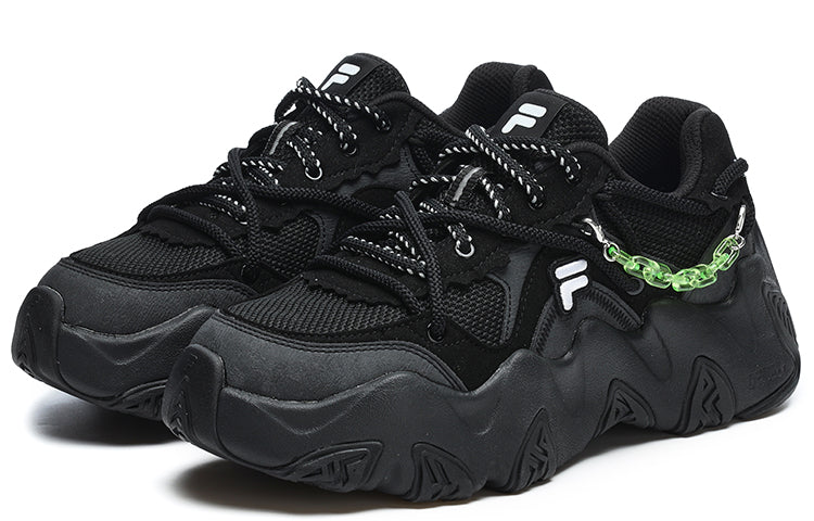 (WMNS) FILA FUSION Fashion Chain Sneakers 'Black Green' T12W241303FBK