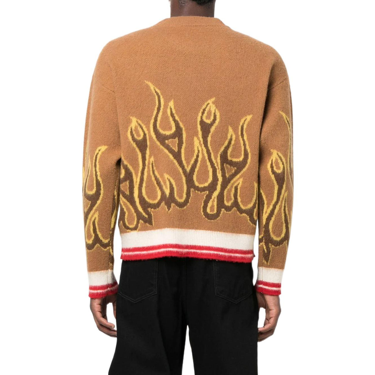 Palm Angels FW22 Flames Intarsia Crew Knit 'Yellow' PMHE043F22KNI0016418