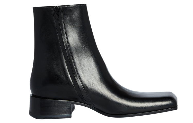 Balenciaga Square Toe Ankle Boots 'Black Leather' 678108WBC301000