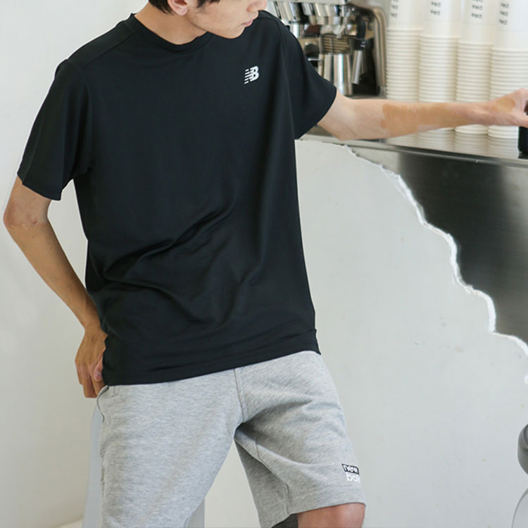 New Balance Men's New Balance Logo Alphabet Printing Sports Round Neck Black MT11205-BK