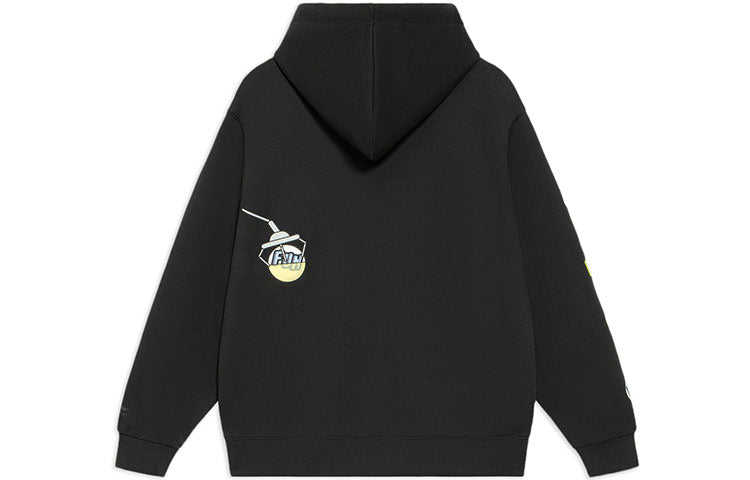 (WMNS) Li-Ning Sports Living Series Cartoon Pattern Pullover Hoodie 'Black' AWDS592-2