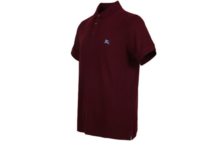 Men's Burberry SS21 lapel Cardigan Short Sleeve Polo Shirt Deep Red 40612371