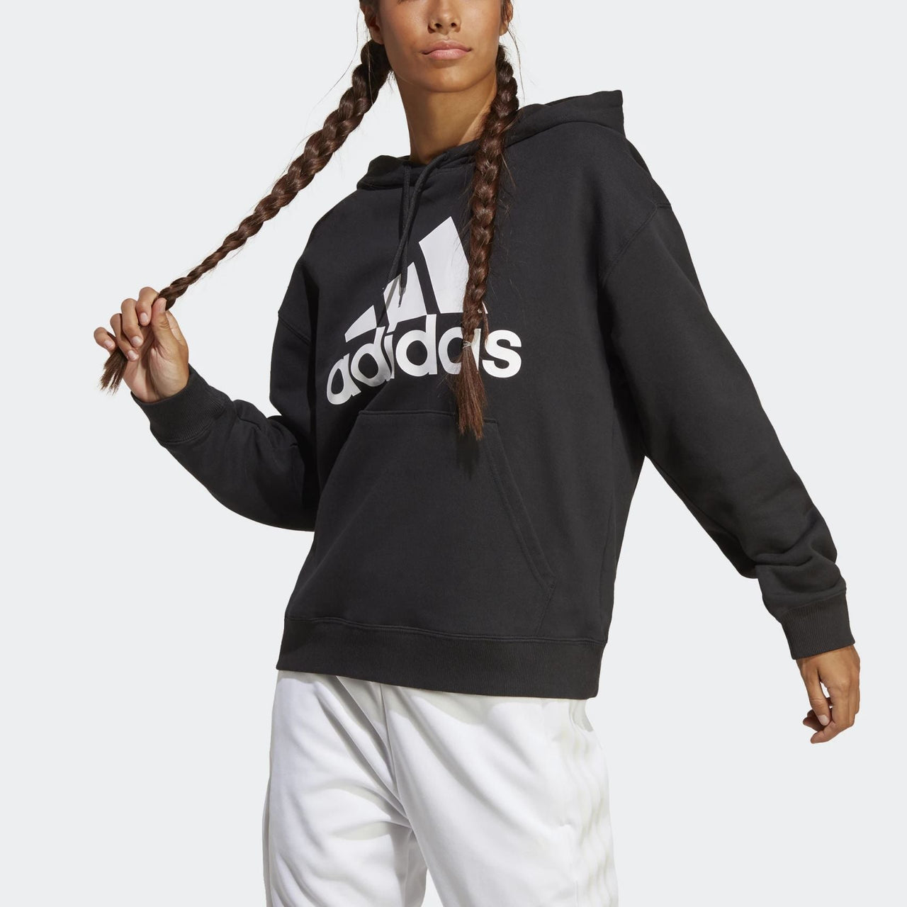 (WMNS) adidas Big Logo Oversized French Terry Hoodie Asia Sizing 'Black' HR4934