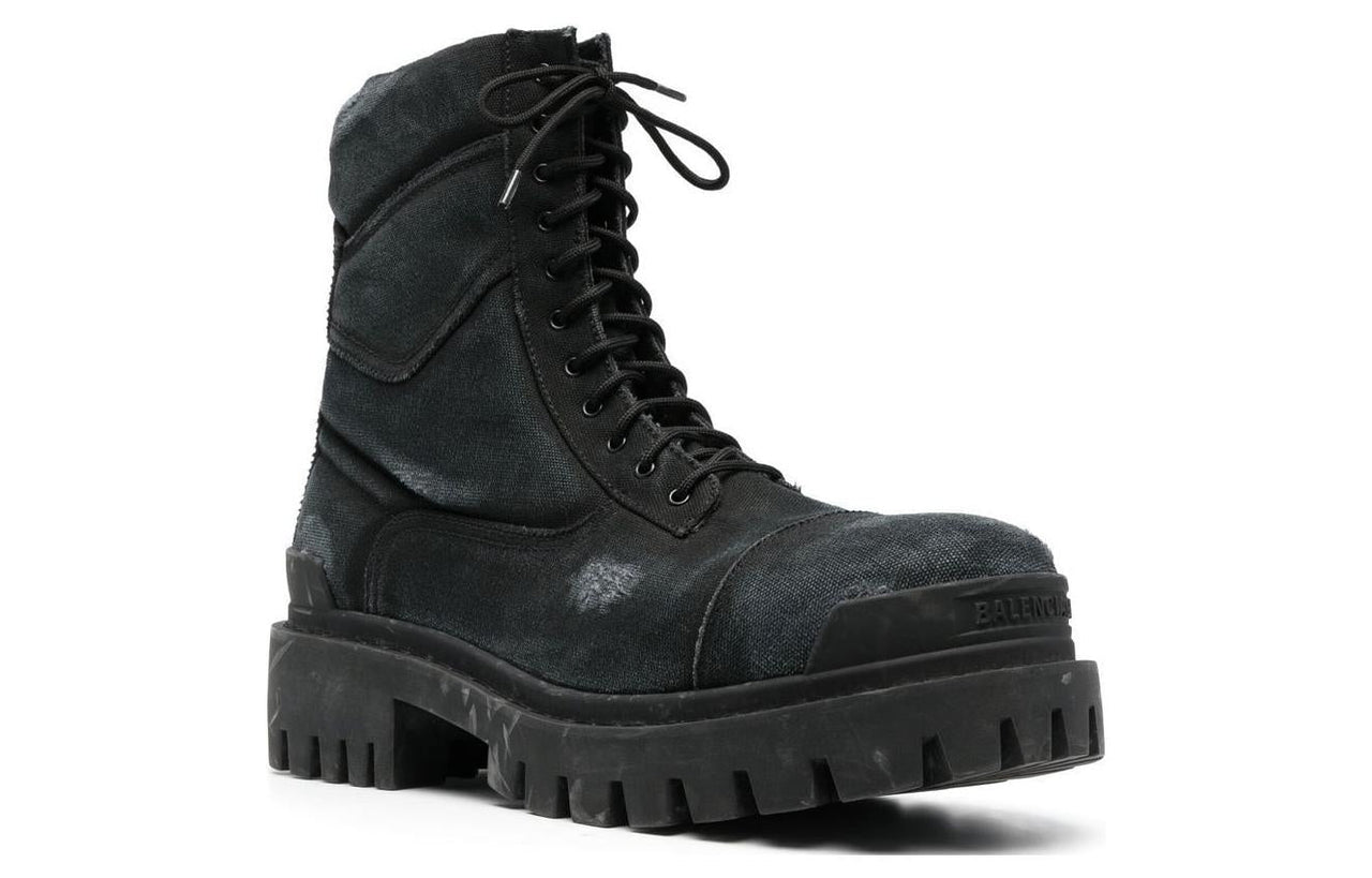 Balenciaga Combat Strike Boots 'Washed Black Cotton' 694042W2H111000