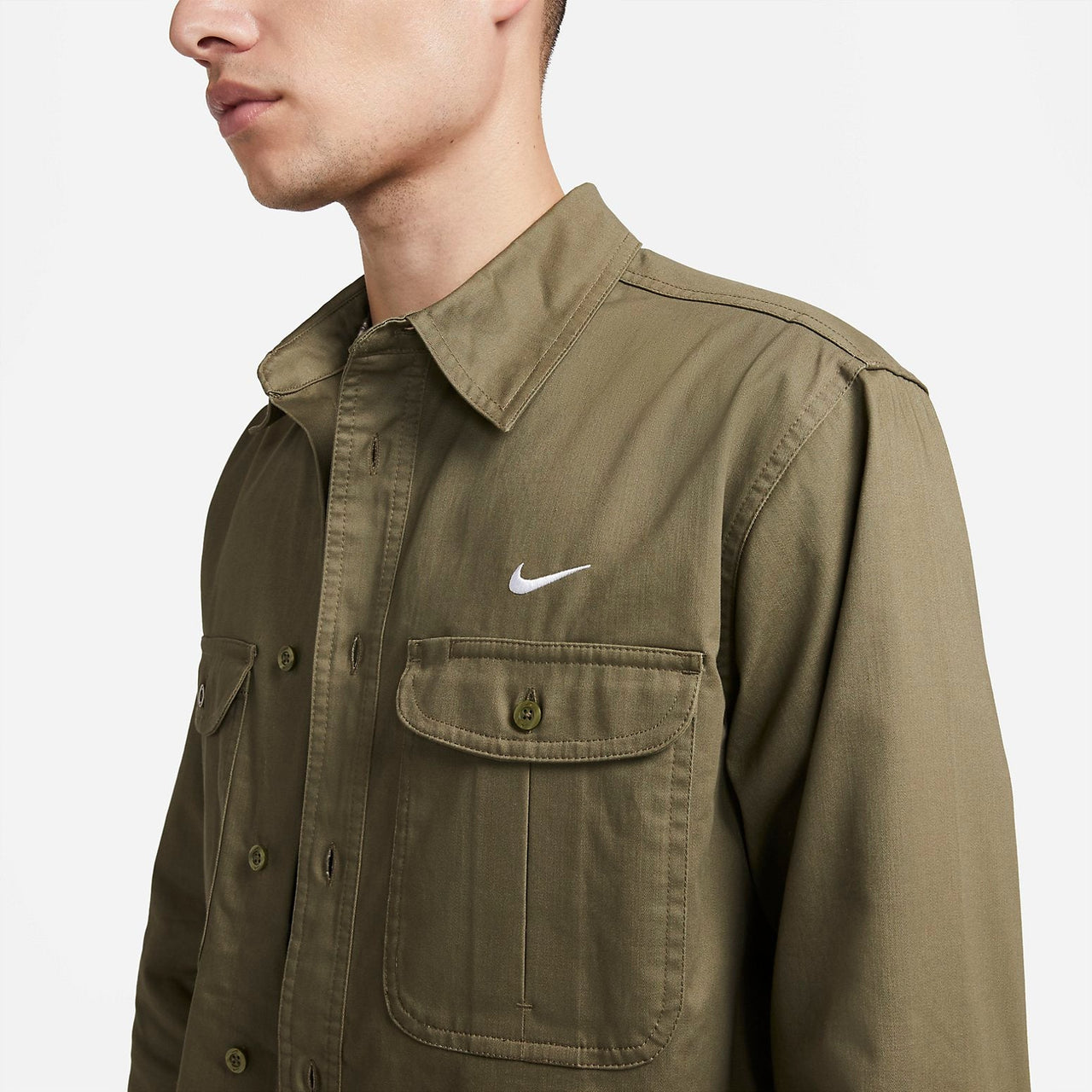Nike SB Woven Skate Long-Sleeve Button Down 'Olive' DQ6288-222
